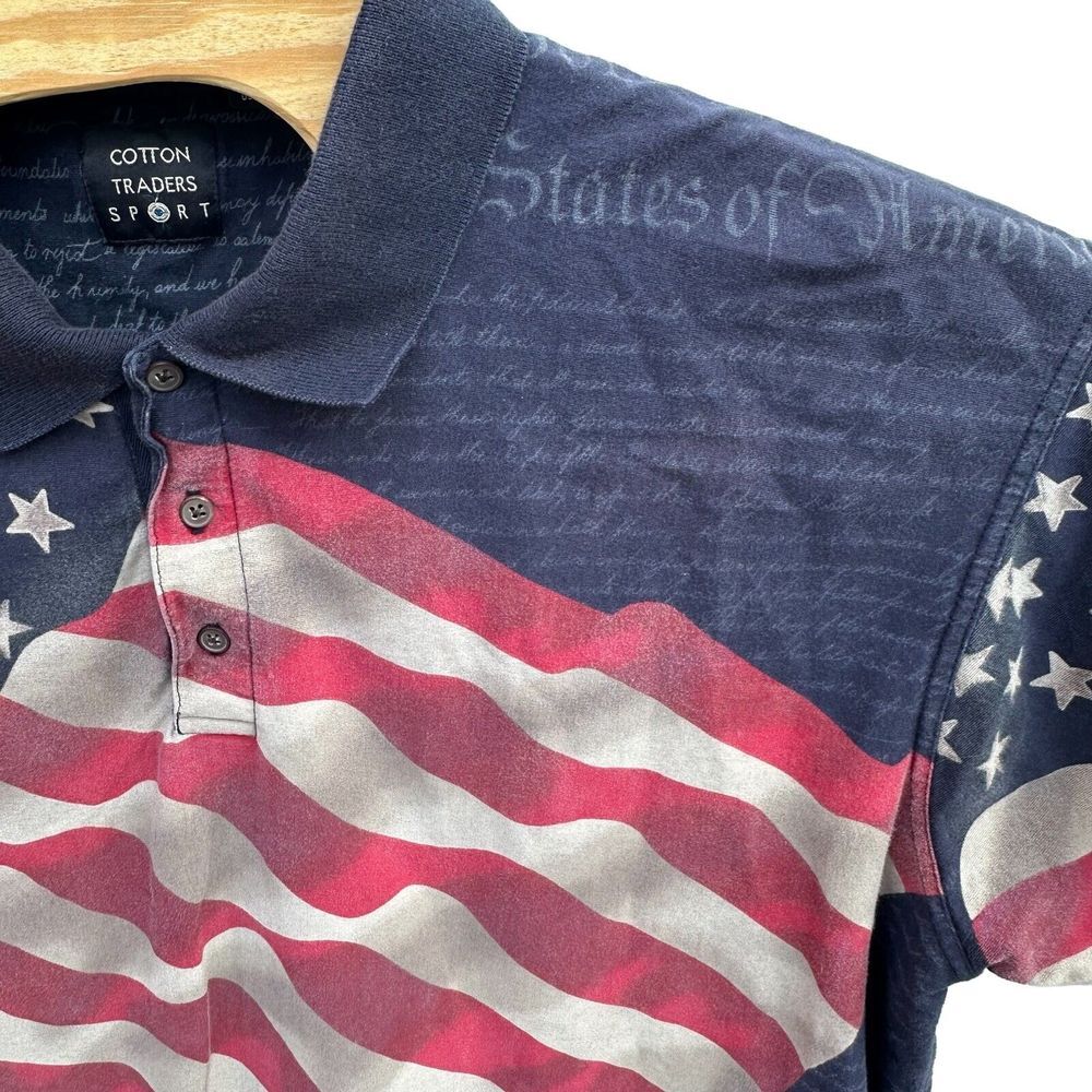 Cotton Traders Sport‎  Mens Size 2XL Polo American Flag Patriotic Design